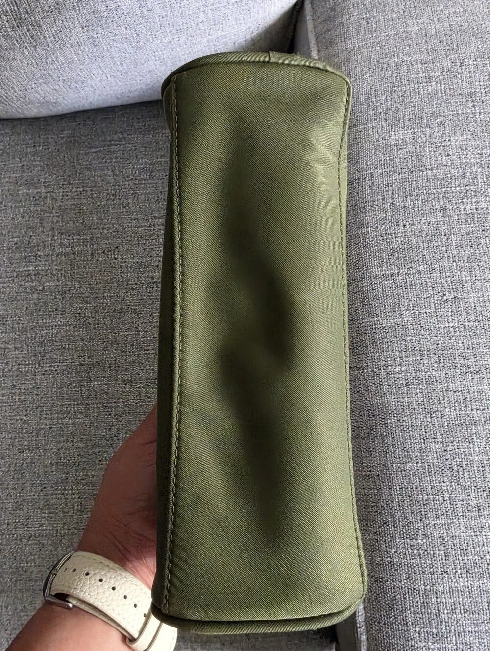 kate spade Olive Green Cosmetic Case with Gold Zipper and Black Pull